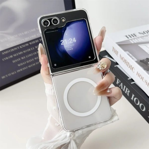 capa celular silicone anti impacto para Z Flip 6 e Z Flip 7 transparente com MagSafe