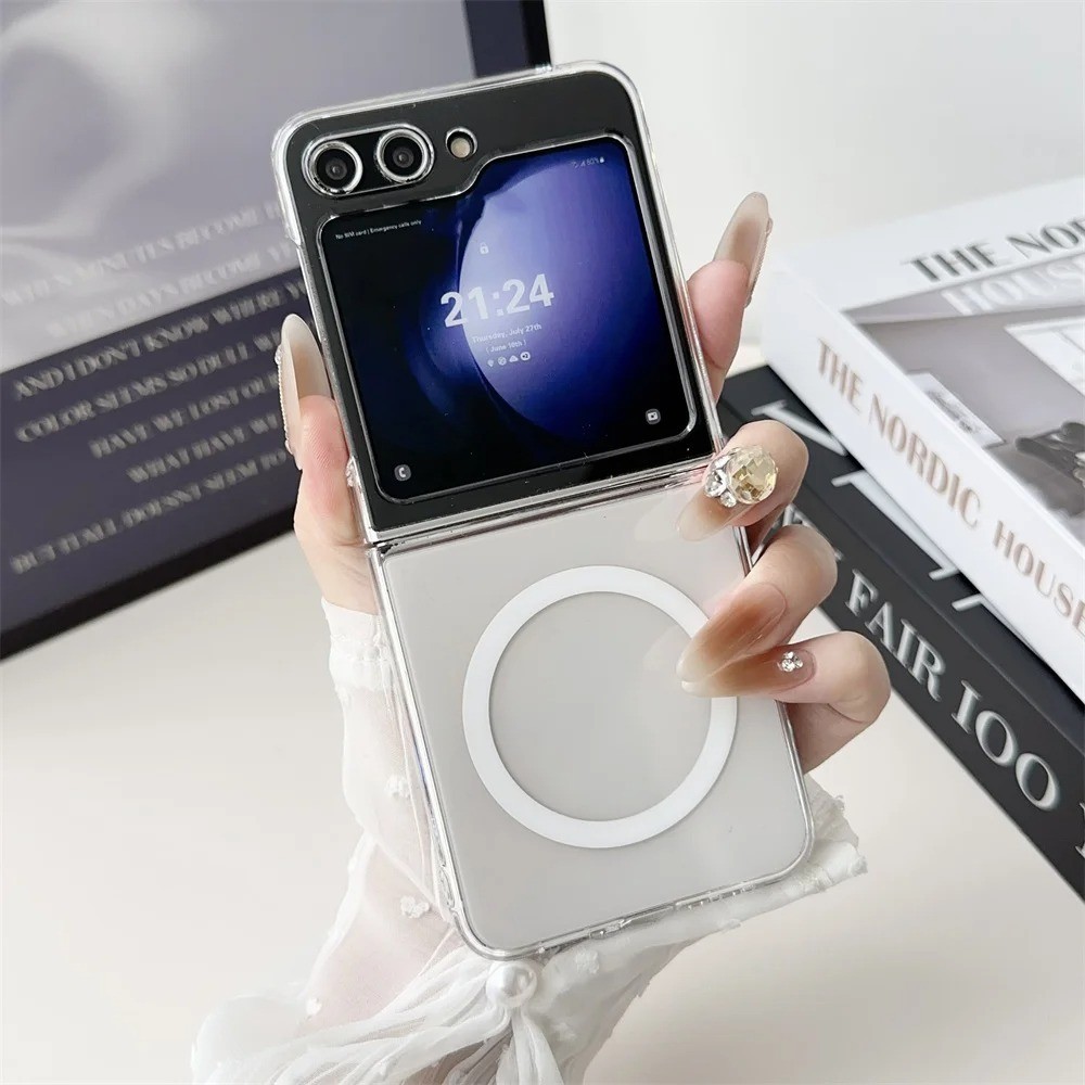 capa celular silicone anti impacto para Z Flip 6 e Z Flip 7 transparente com MagSafe