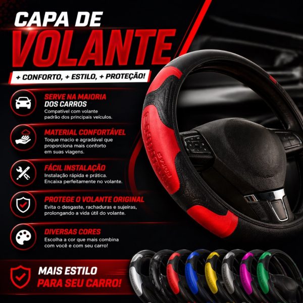 Capa volante cores marcas universal em volante de carro, proteção e estilo