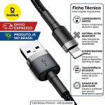 carregador celular Baseus cabo USB Lightning 2.4A 1m trançado resistente para iPhone