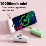 Carregador mini power bank 10000mAh sem fio 2em1 portátil para iPhone e Tipo-C