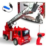Carrinho controle remoto bombeiro recarregável com luz em ação