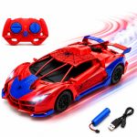 Carrinho de controle remoto solta fumaça recarregável LED Homem Aranha
