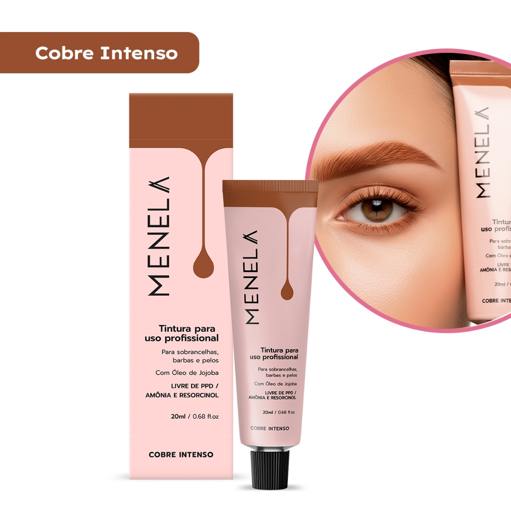 cilios sobrancelha com Tintura Menela Cobre Intenso para coloração profissional