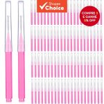 Cilios sobrancelha com kit de 50 micro pincéis rosa ou preto com tampa protetora