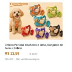 Coleira Peitoral Cachorro e Gato, Conjunto de Guia + Colete