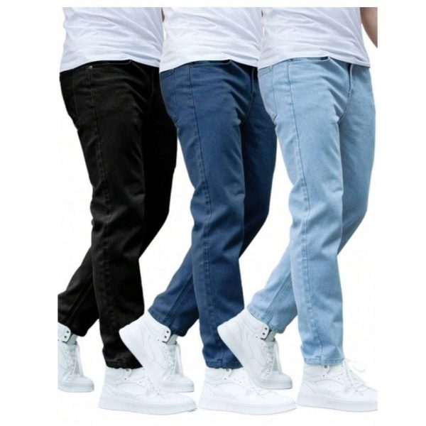 com calças jeans masculinas Slim Fit em kit com 3 e 2 peças cores variadas