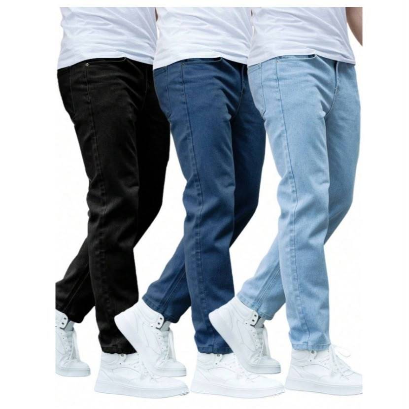 com calças jeans masculinas Slim Fit em kit com 3 e 2 peças cores variadas