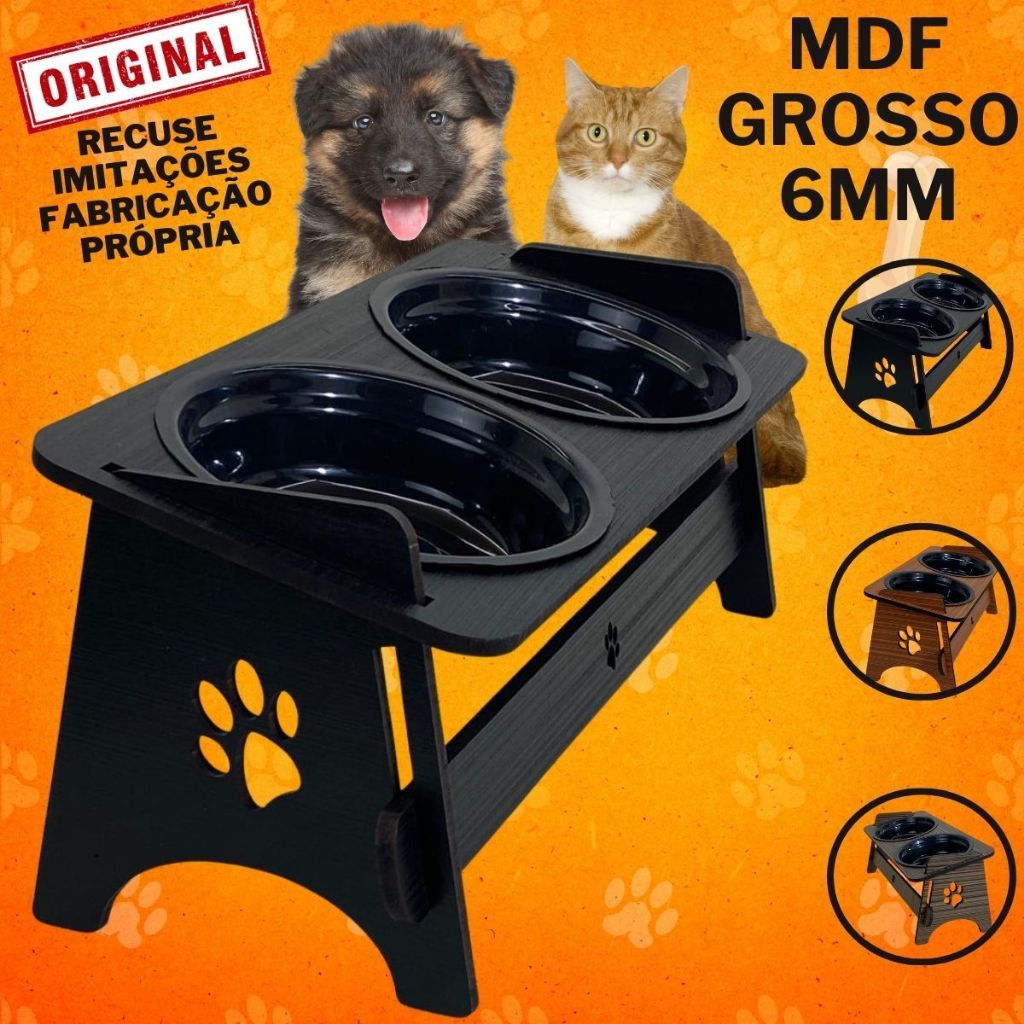 Comedouro bebedouro pet elevado para gato e cachorro com tampas protetoras