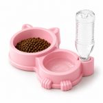 Comedouro duplo anti formiga para pets com bebedouro automático e suporte para garrafa