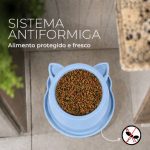 Comedouro pet anti-formiga Luxo Anatômico para gatos 250ml da Durapets em uso