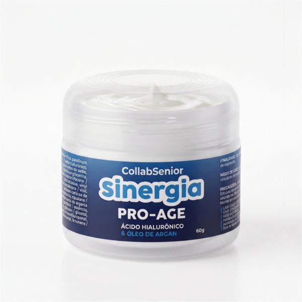 creme facial anti-idade Sinergia Pro-Age CollabSenior 60g com ácido hialurônico e óleo de argan