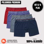 cueca masculina kit 6 boxer plus size XG XGG poliamida com forro de algodão