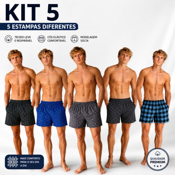 Cueca masculina kit 5 samba canção soltinha liganete geladinha confortável