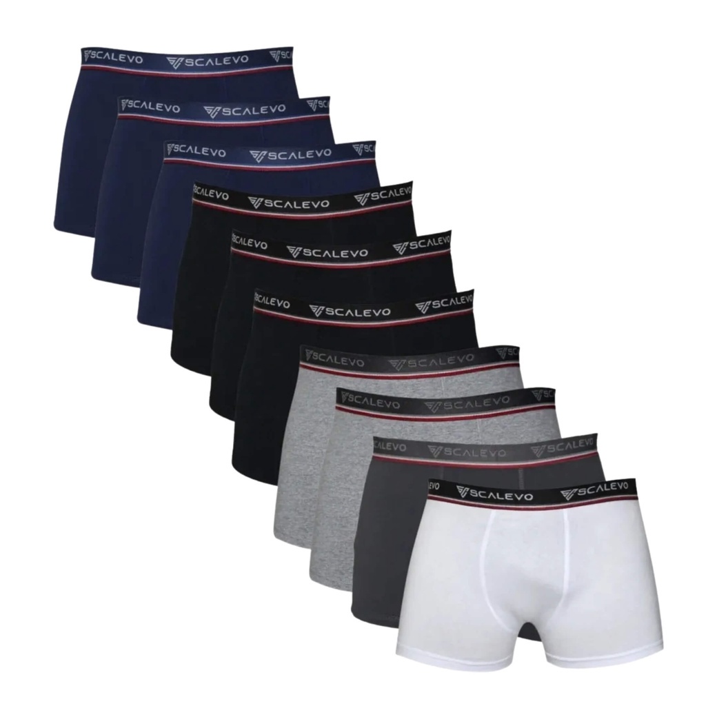 Cueca masculina Kit 10 Boxer Algodão Scalevo em embalagem com 10 unidades