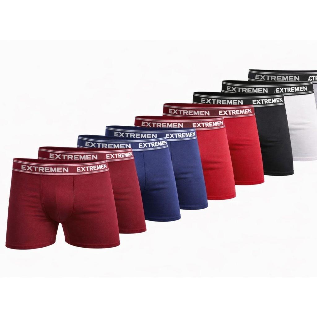Cueca masculina kit 10 boxer lisa do P ao GG3 em cores variadas