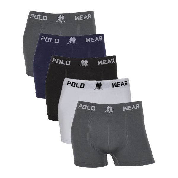 Cuecas box microfibra lisa Polo Wear em kit com 5 unidades sem costura