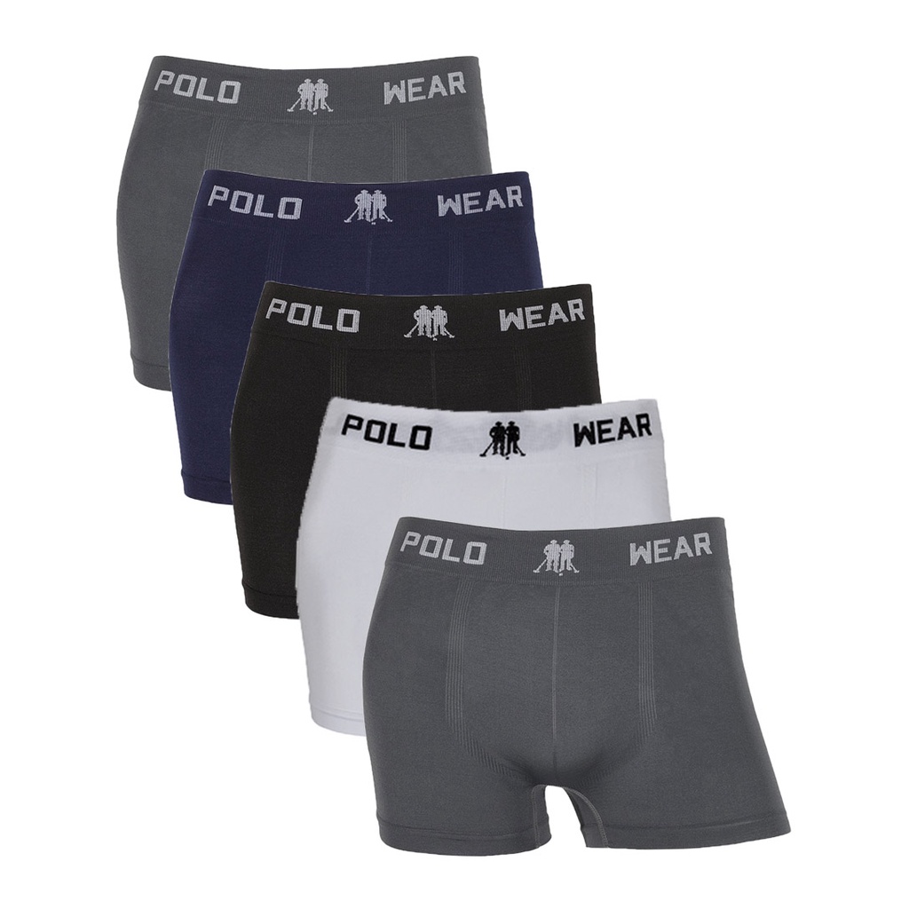Cuecas box microfibra lisa Polo Wear em kit com 5 unidades sem costura