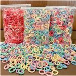 De 100 faixas de cabelo infantil em nylon colorido scrunchies elásticos para crianças