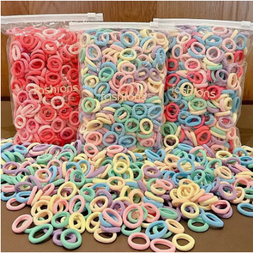 De 100 faixas de cabelo infantil em nylon colorido scrunchies elásticos para crianças