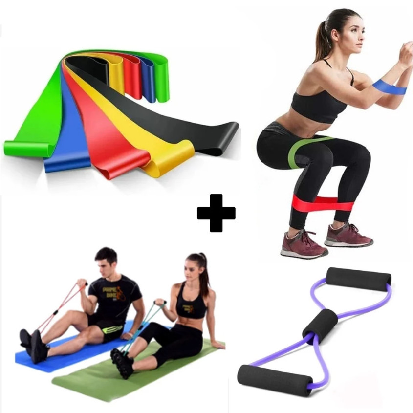 elástico de treino mini colorido para exercícios funcionais e fisioterapia em casa