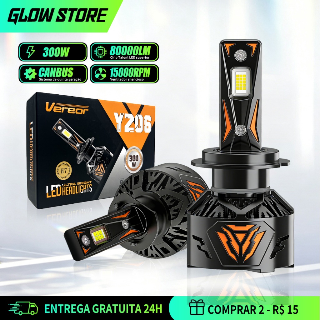 eletronico automotivo par de Lâmpada LED YZ06 300W 80000LM 6000K super brilhante compatível H1 H3 H4 H7 H11 9005 9006
