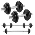 equipamento fitness halteres ajustáveis SONGMICS ferro fundido 2x10kg preto