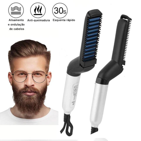escova barba chapinha modelador pente portátil para cabelo masculino pente elétrico alisadora