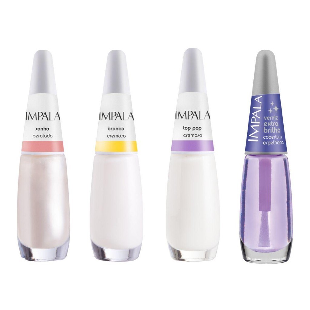 esmalte unha Kit Francesinha Impala 7,5ml com 4 cores para francesinha perfeita