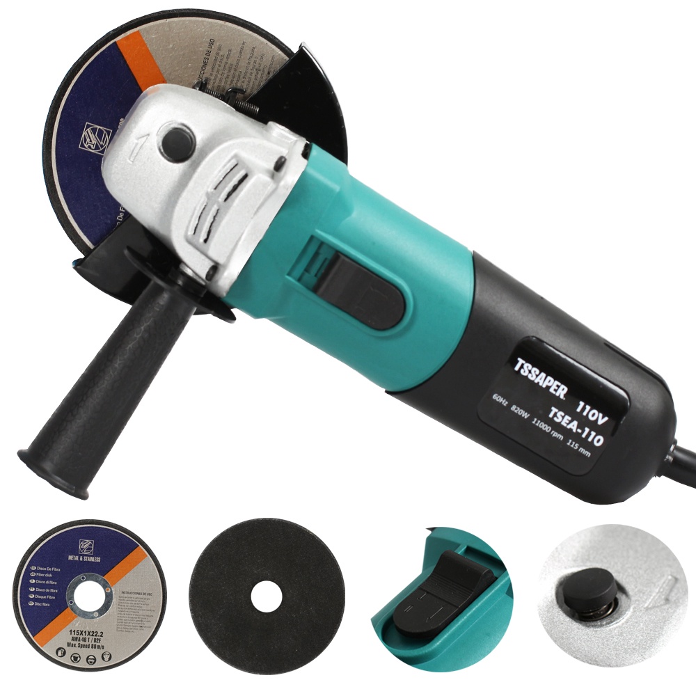 Esmerilhadeira lixadeira angular 820W 115mm 11000RPM Tssaper modelo TSEA