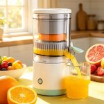 espremedor elétrico laranja limão recarregável USB para fazer sucos na cozinha