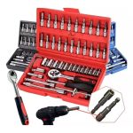 Ferramentas kit soquete aço CRV 1/4 com catraca chave allen e maleta completa