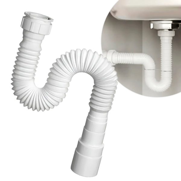Ferramentas: sifão universal sanfonado flexível branco 71cm Valeplast para pia e banheiro