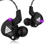 fone de ouvido com microfone QKZ esportivo estéreo baixo na cor preta
