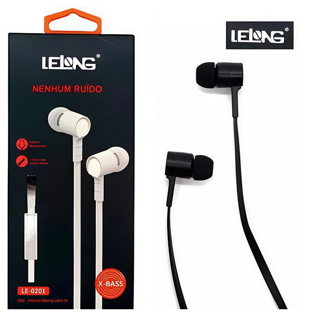 fone ouvido X-BASS Sem Ruídos LE-0201 com fio para celular e notebook