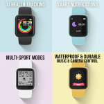 Gadget eletrônico smartwatch infantil Y68 com monitoramento de fitness e design esportivo