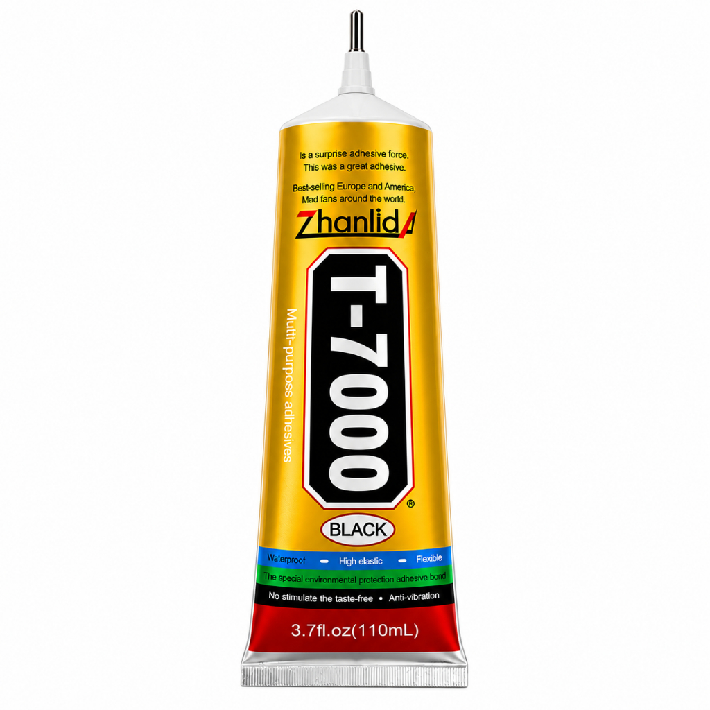 gadget eletronico Cola T7000 Preta 110ml com bico de ferro metálico para reparos precisos