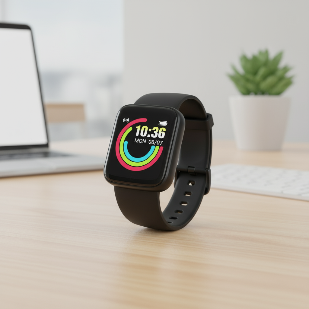 Gadget eletrônico Y68 Smart Watch para Crianças Relógio Esportivo Preto com Monitor de Saúde