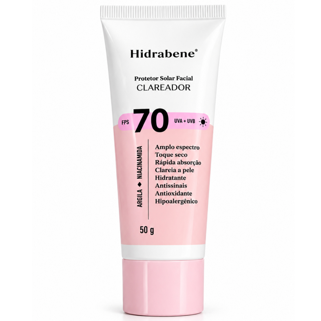 hidrabene protetor solar clareador facial 70 fps com ação clareadora e alta proteção