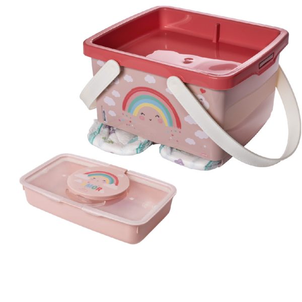 Higiene bebe com kit porta fraldas com alça e porta lenço umedecido infantil