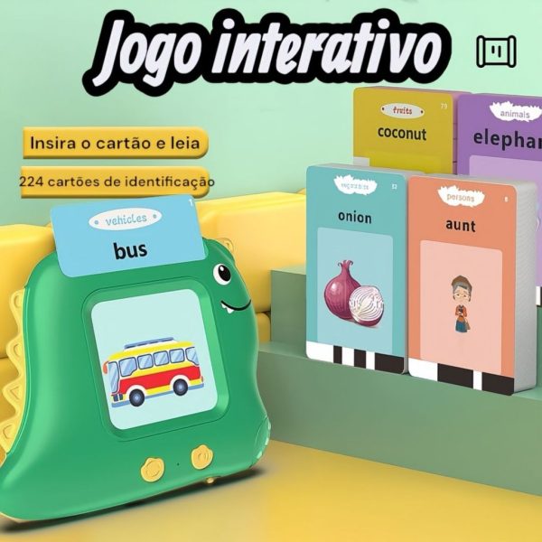 Jogo interativo de cartas infantil para aprender inglês e português com barulho