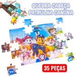 jogo quebra cabeca Patrulha Canina 35 peças com caixa para guardar
