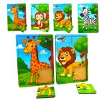 jogo quebra cabeça em MDF 6 peças kit 4 infantil educativo floresta