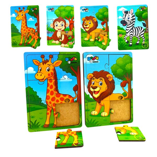 jogo quebra cabeça em MDF 6 peças kit 4 infantil educativo floresta