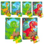 jogo quebra cabeça em MDF com 6 peças de dinossauro para crianças