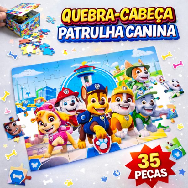 jogo quebra cabeca Patrulha Canina 35 peças educativo para crianças