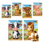 jogo quebra cabeça de madeira com animais da fazenda e 6 peças para crianças