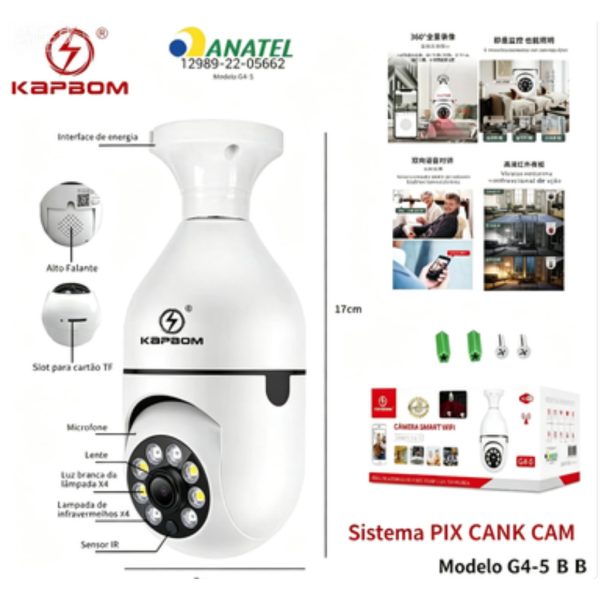 kapbom g4 câmera ip panorâmica wifi anatel aplicativo pix link cam