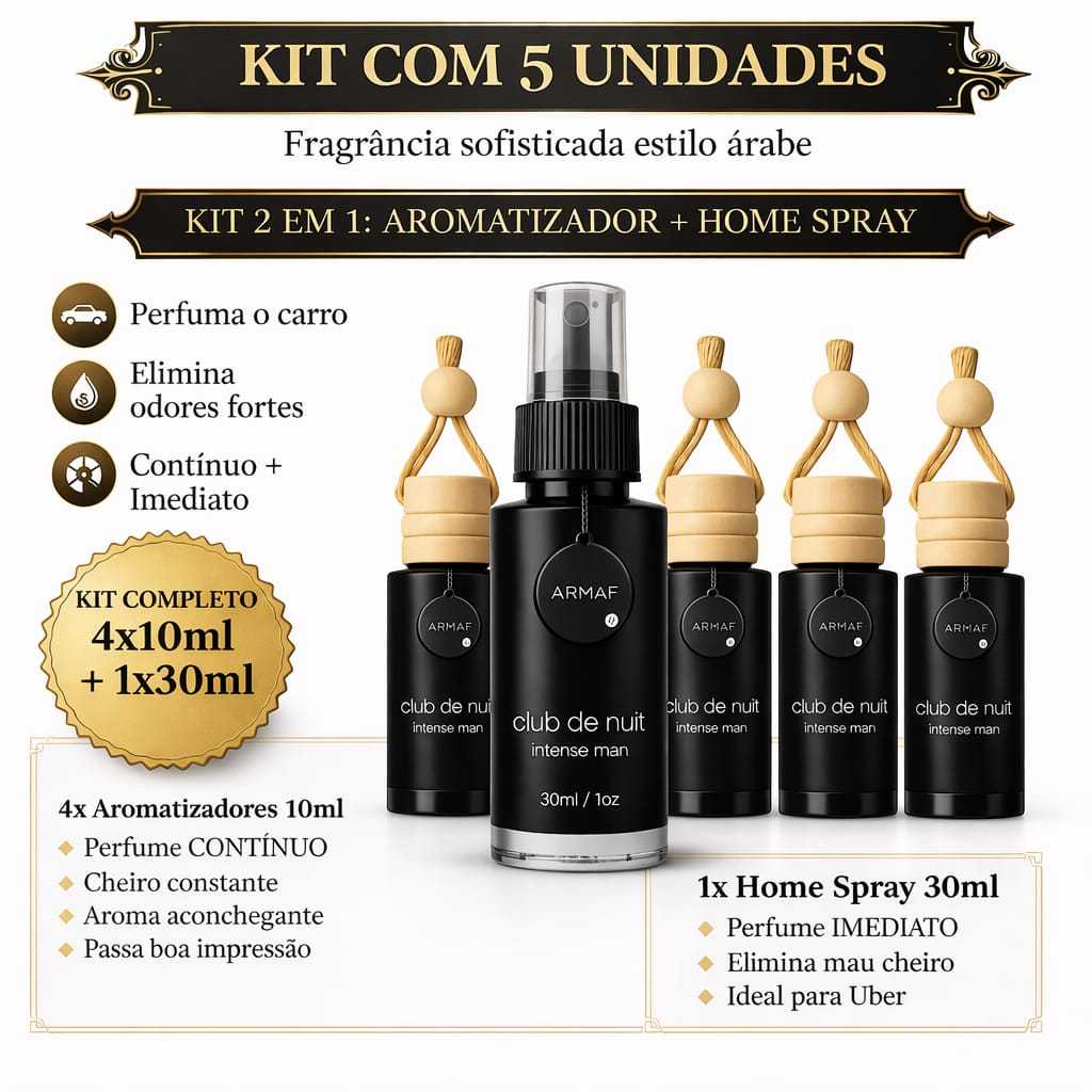 limpeza automotiva kit 5 peças aromatizante automotivo cheirinho árabe 4x10ml + 1x30ml