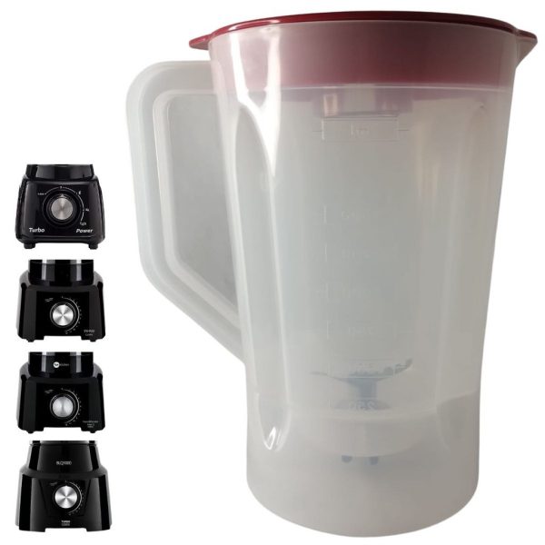 liquidificador copo translúcido compatível Turbo Power PH900 Fun Kitchen Max 2 B 1000 vermelho